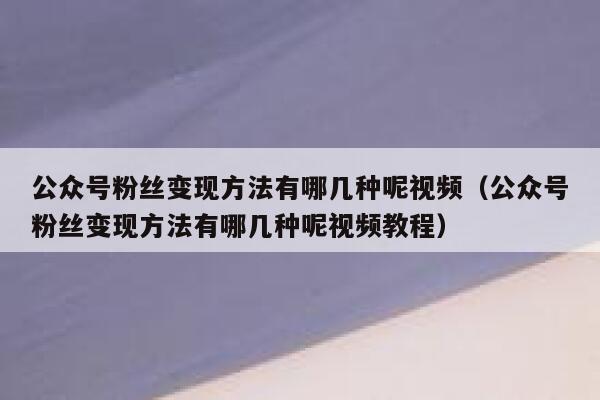 公众号粉丝变现方法有哪几种呢视频（公众号粉丝变现方法有哪几种呢视频教程） 第1张