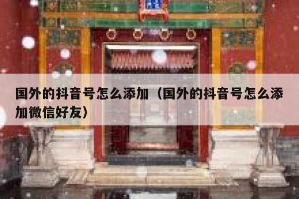 国外的抖音号怎么添加（国外的抖音号怎么添加微信好友） 第1张