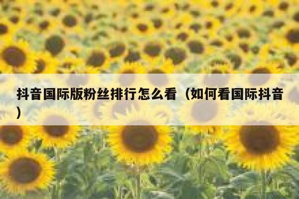 抖音国际版粉丝排行怎么看（如何看国际抖音） 第1张