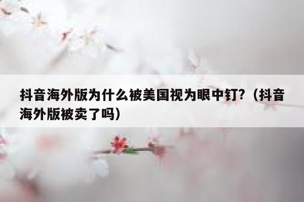 抖音海外版为什么被美国视为眼中钉?（抖音海外版被卖了吗） 第1张