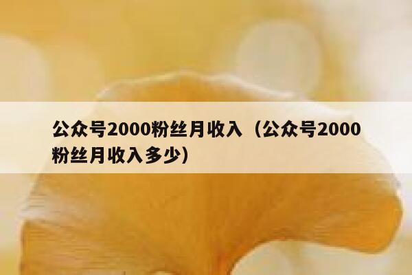 公众号2000粉丝月收入（公众号2000粉丝月收入多少） 第1张