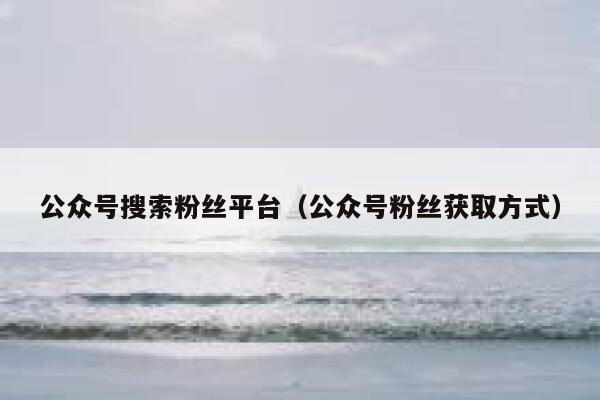 公众号搜索粉丝平台（公众号粉丝获取方式） 第1张