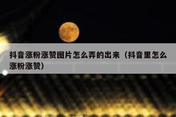 抖音涨粉涨赞图片怎么弄的出来（抖音里怎么涨粉涨赞） 第1张