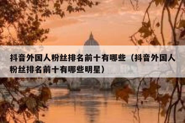 抖音外国人粉丝排名前十有哪些（抖音外国人粉丝排名前十有哪些明星） 第1张