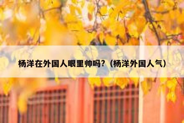 杨洋在外国人眼里帅吗?（杨洋外国人气） 第1张