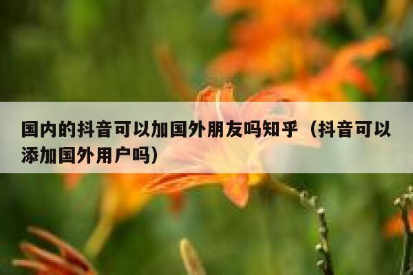 国内的抖音可以加国外朋友吗知乎（抖音可以添加国外用户吗） 第1张