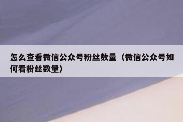 怎么查看微信公众号粉丝数量（微信公众号如何看粉丝数量） 第1张