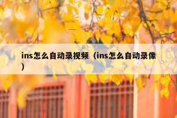 ins怎么自动录视频（ins怎么自动录像） 第1张