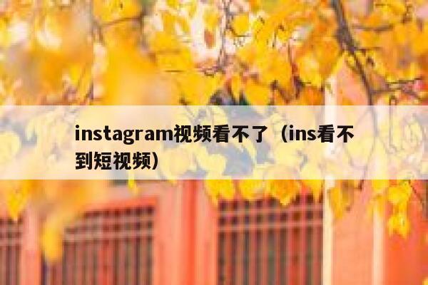 instagram视频看不了（ins看不到短视频） 第1张