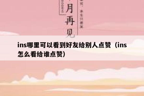 ins哪里可以看到好友给别人点赞（ins怎么看给谁点赞） 第1张