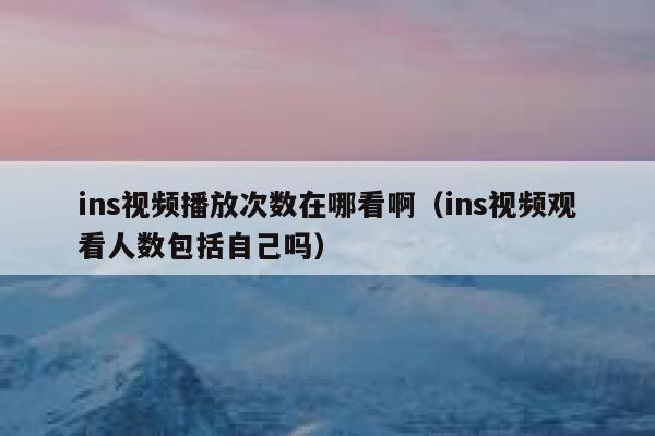 ins视频播放次数在哪看啊（ins视频观看人数包括自己吗） 第1张
