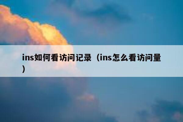 ins如何看访问记录（ins怎么看访问量） 第1张