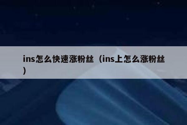 ins怎么快速涨粉丝（ins上怎么涨粉丝） 第1张