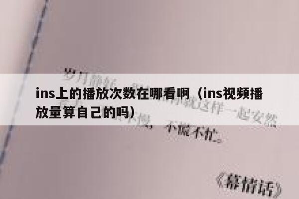 ins上的播放次数在哪看啊（ins视频播放量算自己的吗） 第1张