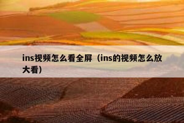 ins视频怎么看全屏（ins的视频怎么放大看） 第1张