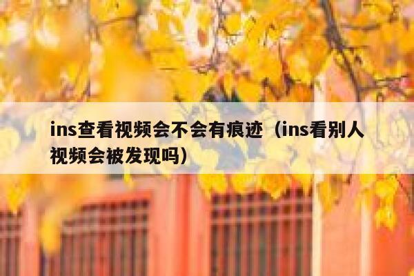 ins查看视频会不会有痕迹（ins看别人视频会被发现吗） 第1张