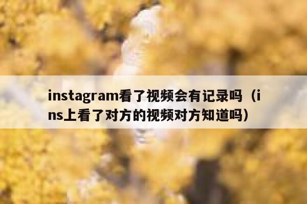 instagram看了视频会有记录吗（ins上看了对方的视频对方知道吗） 第1张