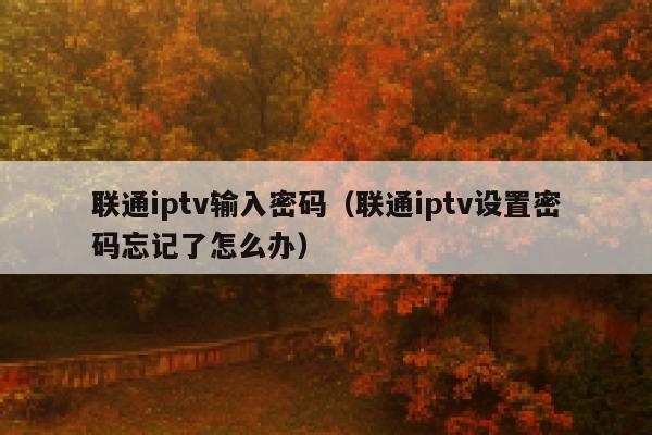 联通iptv输入密码（联通iptv设置密码忘记了怎么办） 第1张