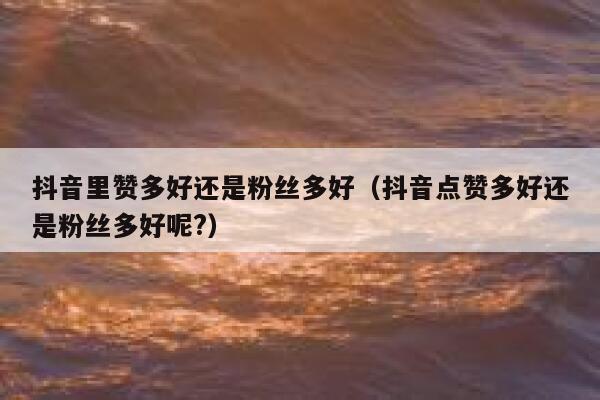 抖音里赞多好还是粉丝多好(抖音点赞多好还是粉丝多好呢?) 第1张 抖音里赞多好还是粉丝多好(抖音点赞多好还是粉丝多好呢?) 第1张
