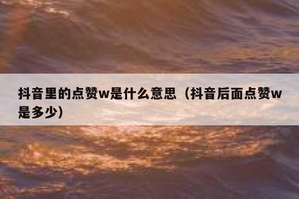抖音里的点赞w是什么意思(抖音后面点赞w是多少) 第1张 抖音里的点赞w是什么意思(抖音后面点赞w是多少) 第1张