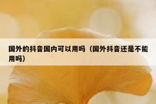 国外的抖音国内可以用吗(国外抖音还是不能用吗) 第1张 国外的抖音国内可以用吗(国外抖音还是不能用吗) 第1张