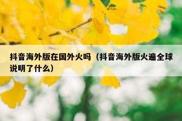 抖音海外版在国外火吗(抖音海外版火遍全球说明了什么) 第1张 抖音海外版在国外火吗(抖音海外版火遍全球说明了什么) 第1张