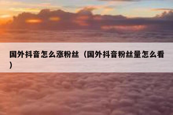 国外抖音怎么涨粉丝(国外抖音粉丝量怎么看) 第1张 国外抖音怎么涨粉丝(国外抖音粉丝量怎么看) 第1张