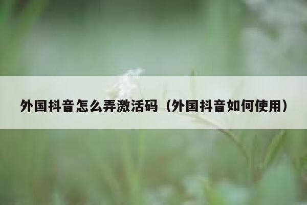 外国抖音怎么弄激活码(外国抖音如何使用) 第1张 外国抖音怎么弄激活码(外国抖音如何使用) 第1张