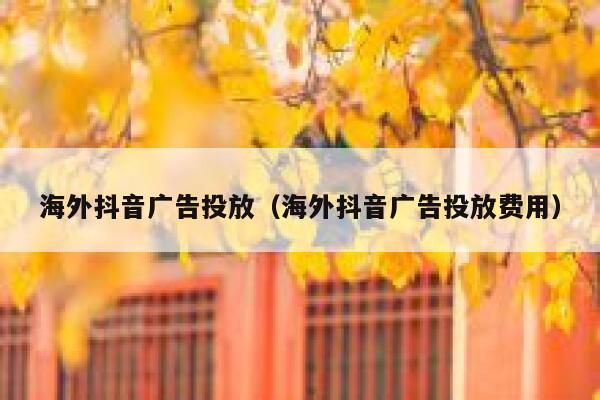 海外抖音广告投放(海外抖音广告投放费用) 第1张 海外抖音广告投放(海外抖音广告投放费用) 第1张