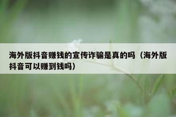 海外版抖音赚钱的宣传诈骗是真的吗(海外版抖音可以赚到钱吗) 第1张 海外版抖音赚钱的宣传诈骗是真的吗(海外版抖音可以赚到钱吗) 第1张