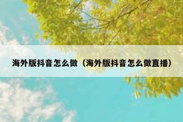 海外版抖音怎么做(海外版抖音怎么做直播) 第1张 海外版抖音怎么做(海外版抖音怎么做直播) 第1张