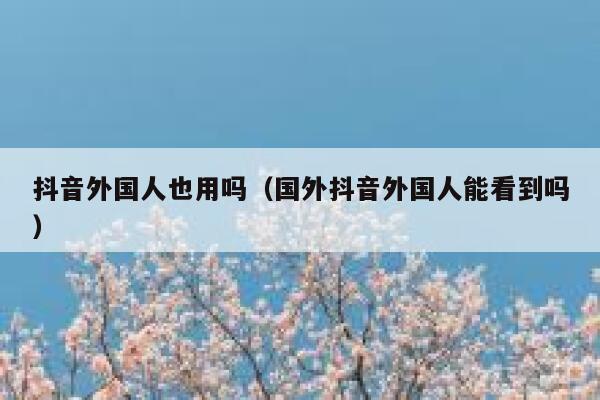 抖音外国人也用吗(国外抖音外国人能看到吗) 第1张 抖音外国人也用吗(国外抖音外国人能看到吗) 第1张