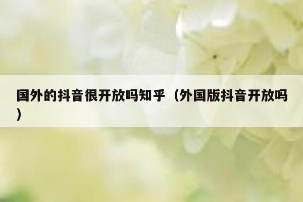 国外的抖音很开放吗知乎(外国版抖音开放吗) 第1张 国外的抖音很开放吗知乎(外国版抖音开放吗) 第1张