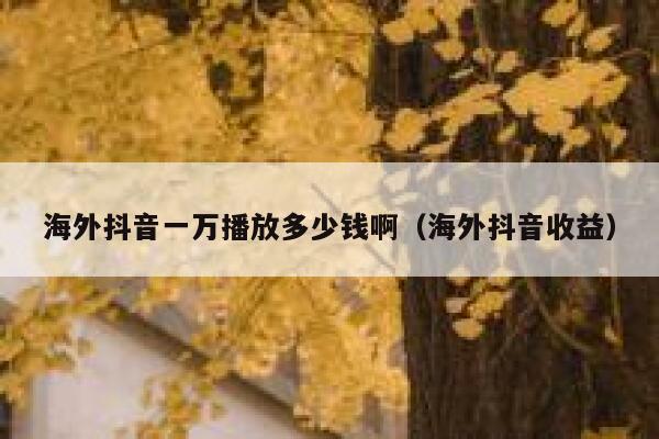 海外抖音一万播放多少钱啊(海外抖音收益) 第1张 海外抖音一万播放多少钱啊(海外抖音收益) 第1张