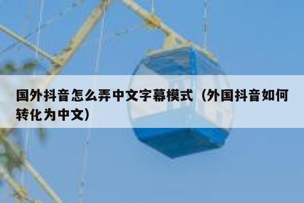 国外抖音怎么弄中文字幕模式（外国抖音如何转化为中文） 第1张