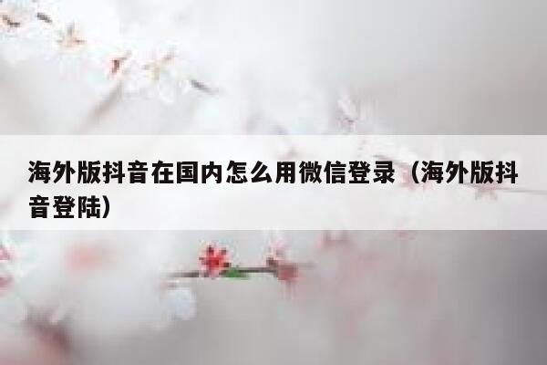海外版抖音在国内怎么用微信登录（海外版抖音登陆） 第1张