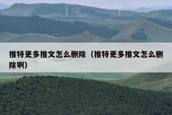 推特更多推文怎么删除（推特更多推文怎么删除啊） 第1张