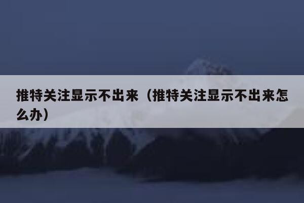推特关注显示不出来(推特关注显示不出来怎么办) 第1张 推特关注显示不出来(推特关注显示不出来怎么办) 第1张