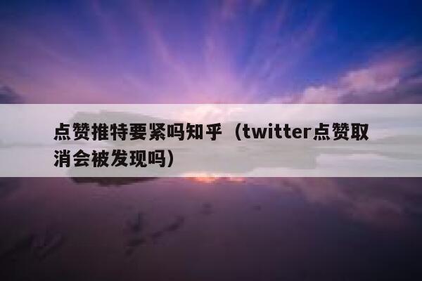 点赞推特要紧吗知乎(twitter点赞取消会被发现吗) 第1张 点赞推特要紧吗知乎(twitter点赞取消会被发现吗) 第1张
