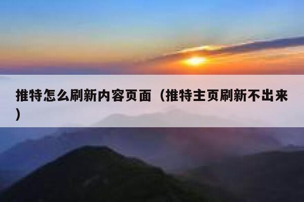 推特怎么刷新内容页面(推特主页刷新不出来) 第1张 推特怎么刷新内容页面(推特主页刷新不出来) 第1张