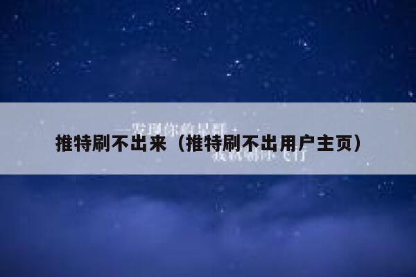 推特刷不出来(推特刷不出用户主页) 第1张 推特刷不出来(推特刷不出用户主页) 第1张