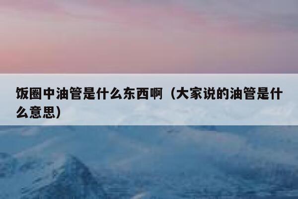 饭圈中油管是什么东西啊（大家说的油管是什么意思） 第1张