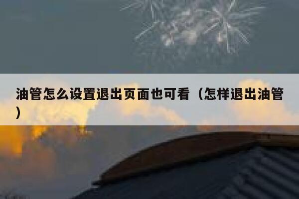 油管怎么设置退出页面也可看（怎样退出油管） 第1张