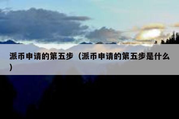 派币申请的第五步（派币申请的第五步是什么） 第1张