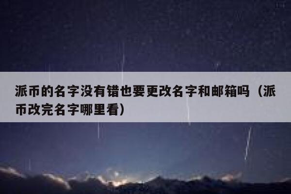 派币的名字没有错也要更改名字和邮箱吗（派币改完名字哪里看） 第1张