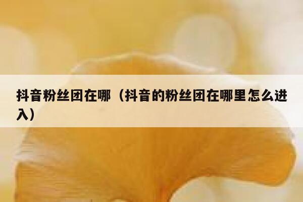 抖音粉丝团在哪（抖音的粉丝团在哪里怎么进入） 第1张