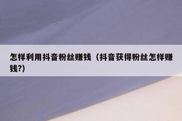 怎样利用抖音粉丝赚钱（抖音获得粉丝怎样赚钱?） 第1张