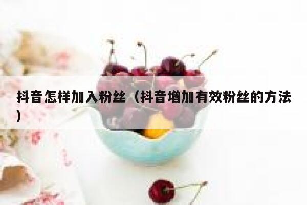 抖音怎样加入粉丝（抖音增加有效粉丝的方法） 第1张