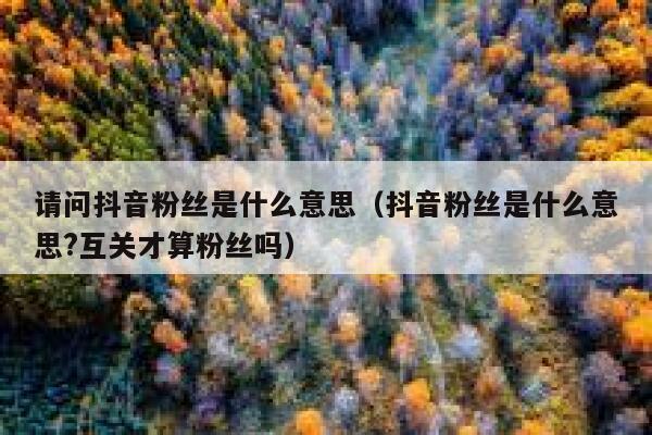 请问抖音粉丝是什么意思（抖音粉丝是什么意思?互关才算粉丝吗） 第1张