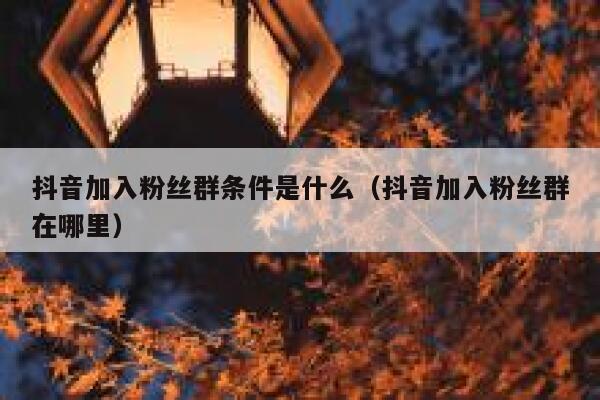 抖音加入粉丝群条件是什么（抖音加入粉丝群在哪里） 第1张